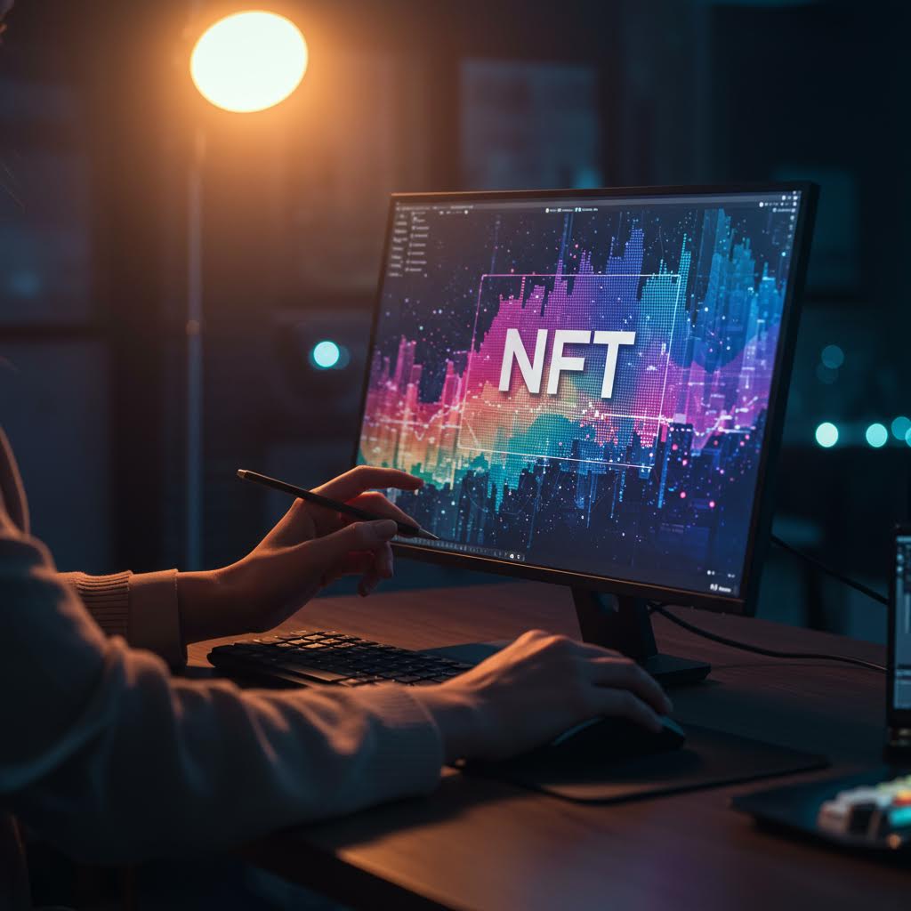 NFT 기술을 통해 예술 작품의 가치를 표현한 그래픽 이미지