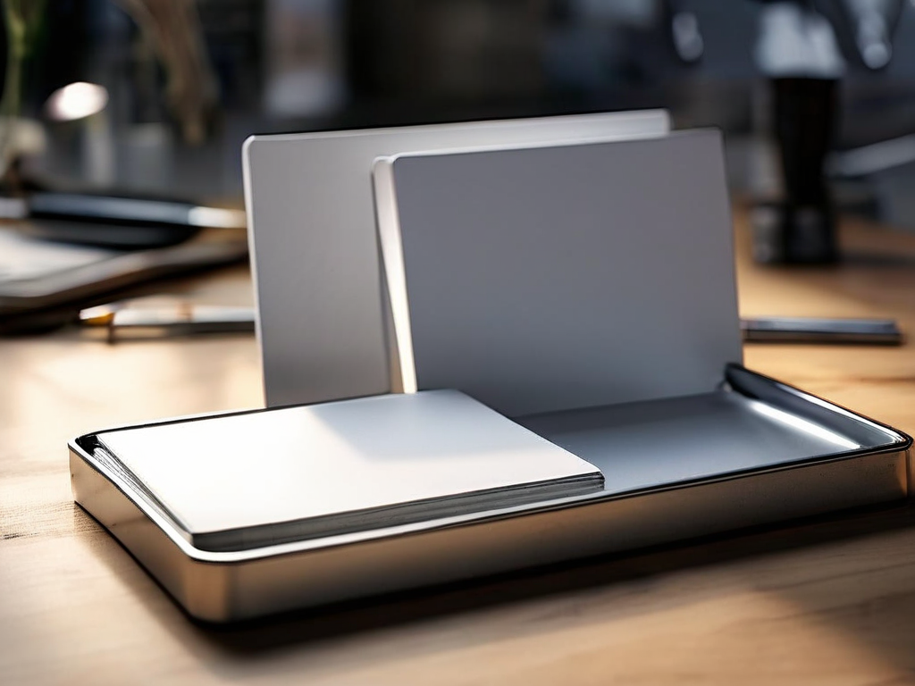 Organized blank divider cards in a compact storage tray on a brushed metal surface, with soft morning light and shallow depth of...